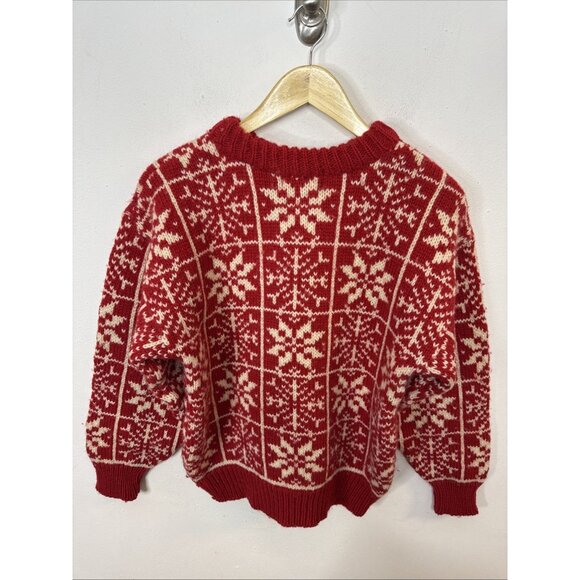 Vintage Devold Norway Men S Wool Knit Sweater Fair Isle Red Ski - Picture 5 of 5